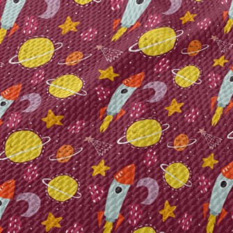 Doodle Rocket And Planet Unive Birdseye Piqué