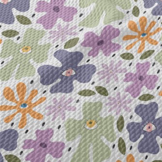 Abstract Eyes Colored Floral Birdseye Piqué