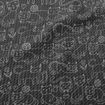 Simple White Line Cat Birdseye Piqué