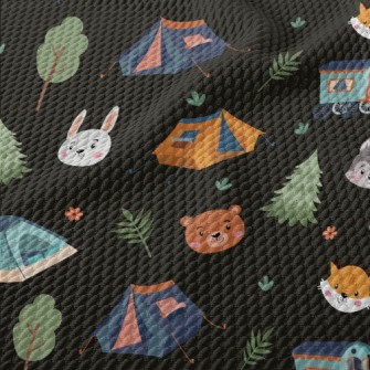 Animal Heads And Camping Tent Birdseye Piqué