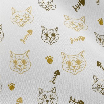 Expressive Cat And Fish Bones Chiffon