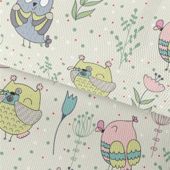 Colorful Owls And Flowers Waterproof Oxford