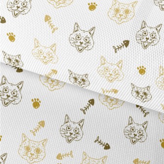 Expressive Cat And Fish Bones Waterproof Oxford