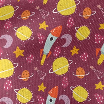 Doodle Rocket And Planet Unive Waterproof Canvas