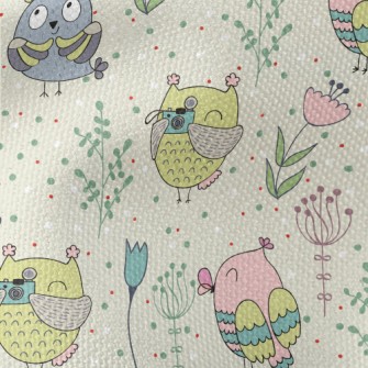 Colorful Owls And Flowers Waterproof Canvas