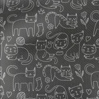 Simple White Line Cat Waterproof Canvas