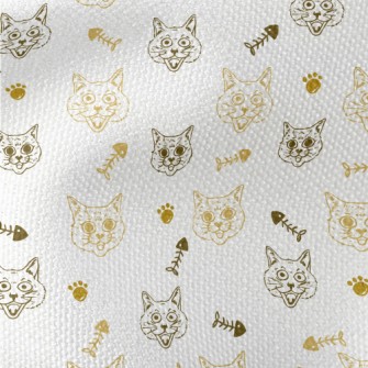 Expressive Cat And Fish Bones Waterproof Canvas