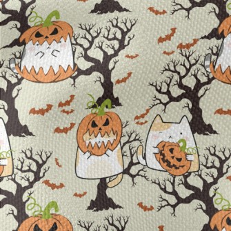 Pumpkin Cat And Tree Bat Waterproof Canvas