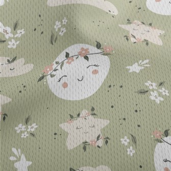Gentle Moon And Clouds Wearing Athletic Mesh Flat Back