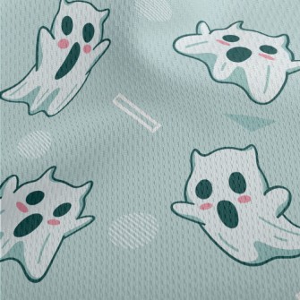 Screaming Scary Cute Ghost Athletic Mesh Flat Back