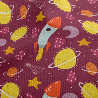 Doodle Rocket And Planet Unive Athletic Mesh Flat Back