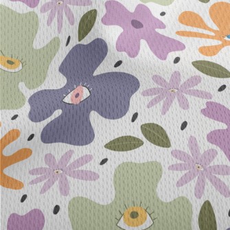 Abstract Eyes Colored Floral Athletic Mesh Flat Back