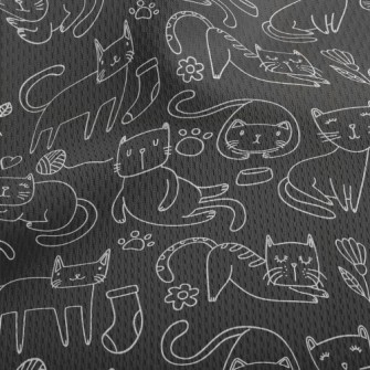 Simple White Line Cat Athletic Mesh Flat Back