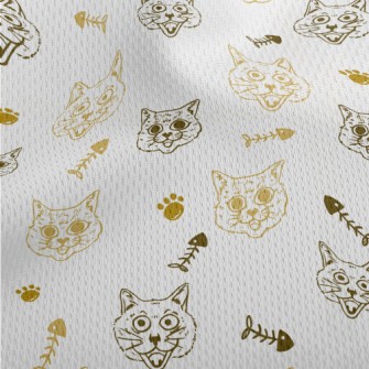 Expressive Cat And Fish Bones Athletic Mesh Flat Back