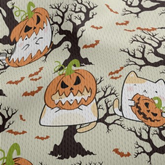 Pumpkin Cat And Tree Bat Athletic Mesh Flat Back