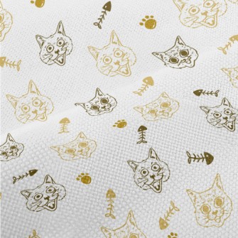 Expressive Cat And Fish Bones Performance Linen