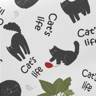 Black Cat Playing At Home Twill