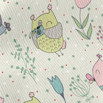 Colorful Owls And Flowers Standard Corduroy