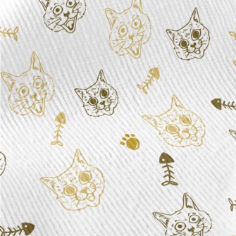 Expressive Cat And Fish Bones Standard Corduroy