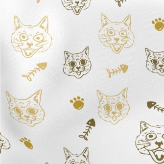 Expressive Cat And Fish Bones Stretch Ponte