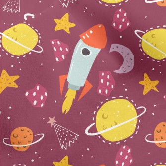 Doodle Rocket And Planet Unive Micro Fleece