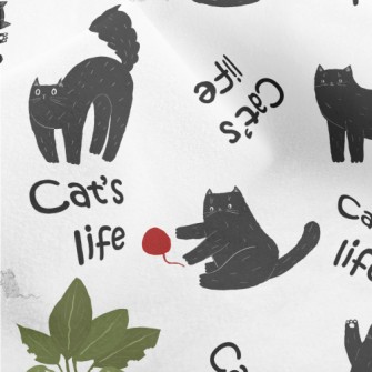 Black Cat Playing At Home Micro Fleece