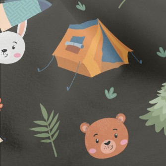Animal Heads And Camping Tent Micro Fleece
