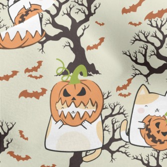 Pumpkin Cat And Tree Bat Micro Fleece