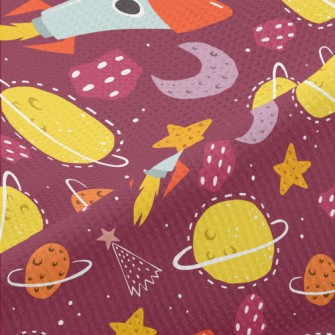 Doodle Rocket And Planet Unive Piqué