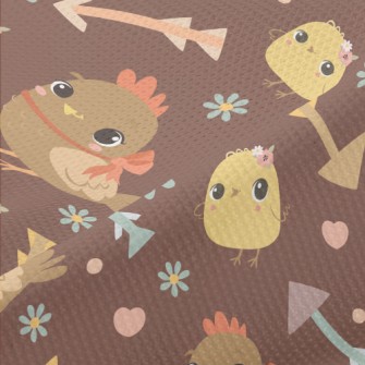 Cute And Warm Chicken Family Piqué