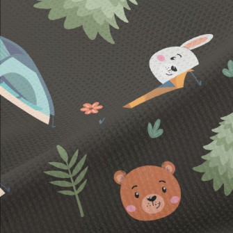 Animal Heads And Camping Tent Piqué