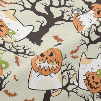 Pumpkin Cat And Tree Bat Piqué