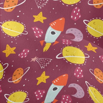 Doodle Rocket And Planet Unive Lightweight Performance Linen