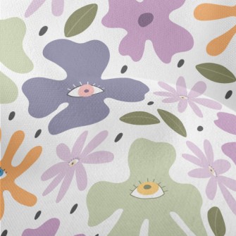 Abstract Eyes Colored Floral Lightweight Performance Linen