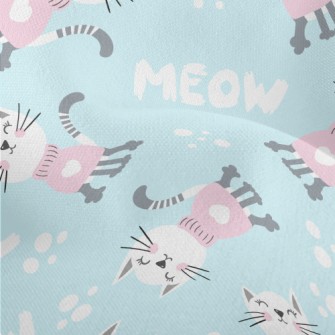 Cat In Pink Sweater Lightweight Performance Linen