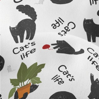 Black Cat Playing At Home Lightweight Performance Linen