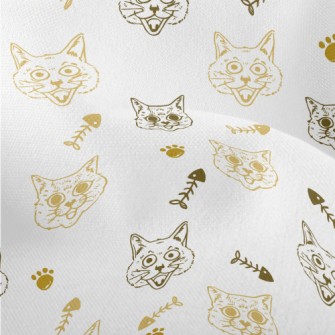 Expressive Cat And Fish Bones Lightweight Performance Linen