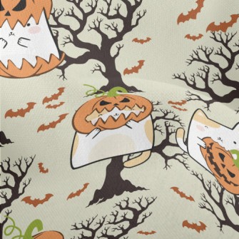 Pumpkin Cat And Tree Bat Lightweight Performance Linen