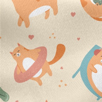 Daily Life Color Cat Jersey Backed Fleece