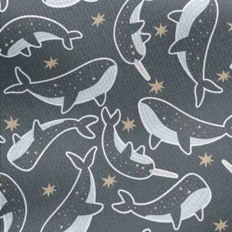 Star Pattern Whale Jersey Backed Fleece