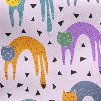 Abstract Colorful Cat Jersey Backed Fleece