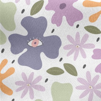 Abstract Eyes Colored Floral Jersey Backed Fleece