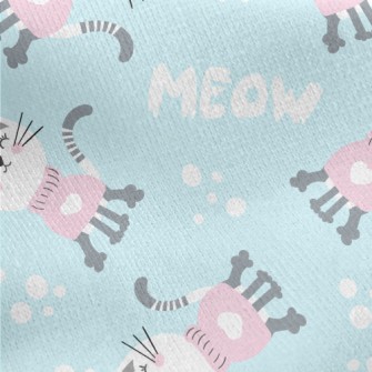 Cat In Pink Sweater Jersey Backed Fleece