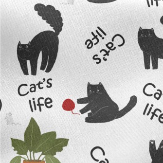 Black Cat Playing At Home Jersey Backed Fleece