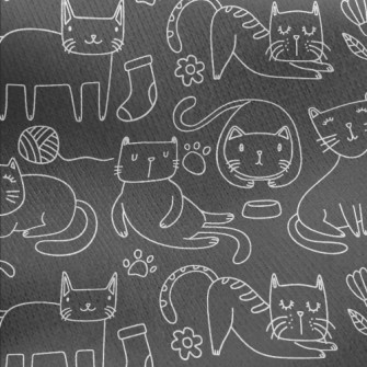 Simple White Line Cat Jersey Backed Fleece