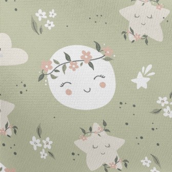 Gentle Moon And Clouds Wearing Pongee