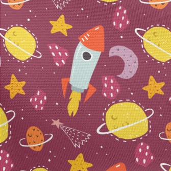 Doodle Rocket And Planet Unive Pongee