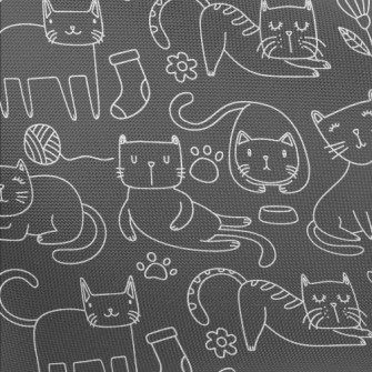 Simple White Line Cat Pongee