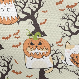 Pumpkin Cat And Tree Bat Pongee