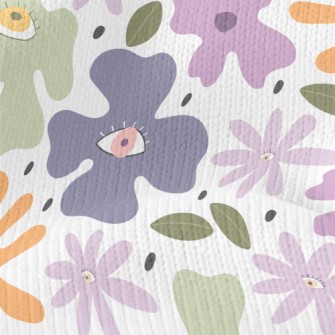 Abstract Eyes Colored Floral Stretch Jersey